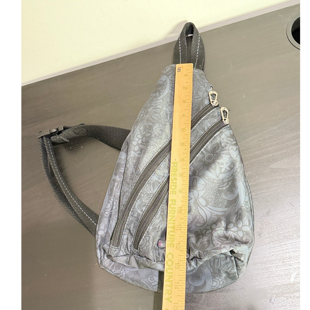 Sakroots Gray Floral Paisley On The Go Sling Backpack Black Spirit Desert Bag - Picture 6 of 7